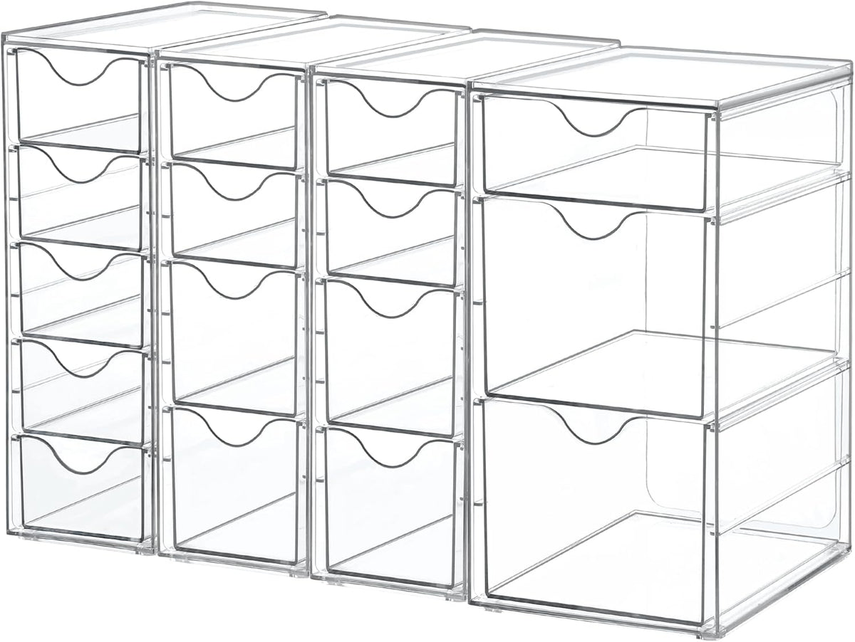 Vtopmart 4 Set Acrylic Desk Organizer with 16 Drawers for Office, Makeup