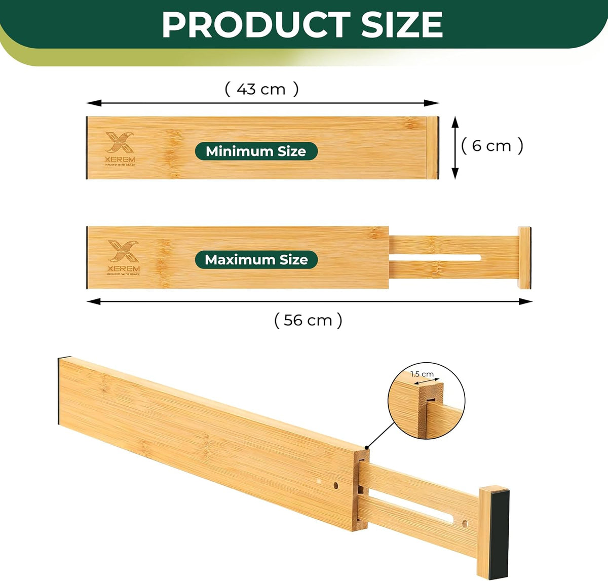 6 Pack Deep Drawer Dividers - 17-22 Inch Deep Expandable Drawer Organizer Set...