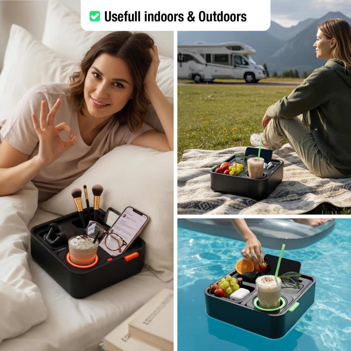 CouchConsole Original Tray - Drinks & Snacks Sofa Caddy with Armrest, Tab...