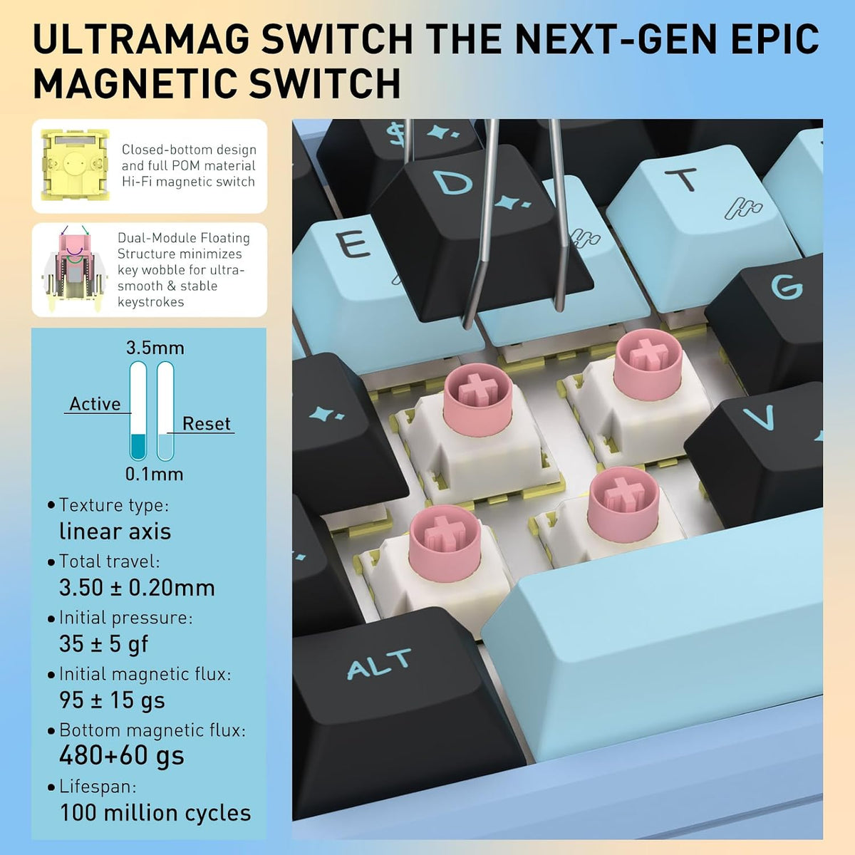 Redragon K769 Wired RGB Aluminum Hall-Effect Rapid Trigger Gaming Keyboard