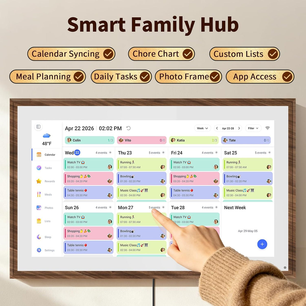 15.6" Digital Calendar Wall Touch Screen, No-Subscription, Smart Calendar