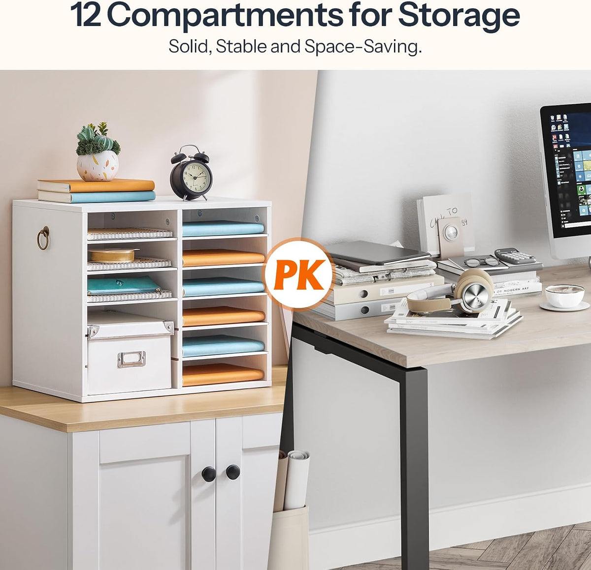 HOOBRO Literature Organizers, 12 Compartments Office Mailbox with Adjustable ...