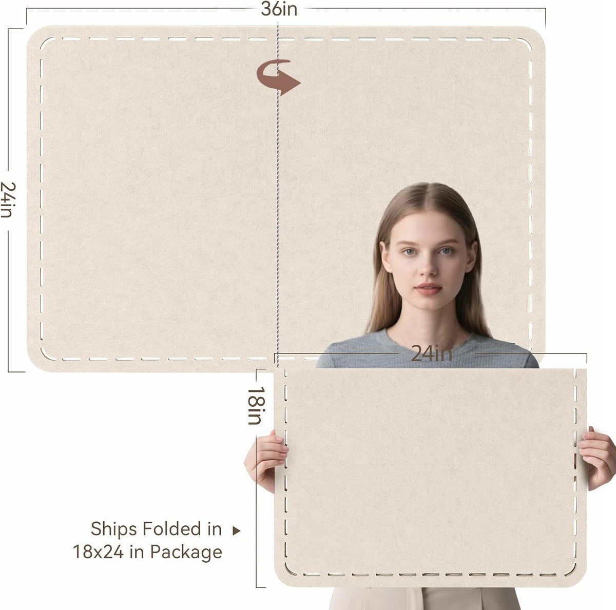 Stitched Bulletin Board 36 x 24 Inches Cork Board Alternative for Wall