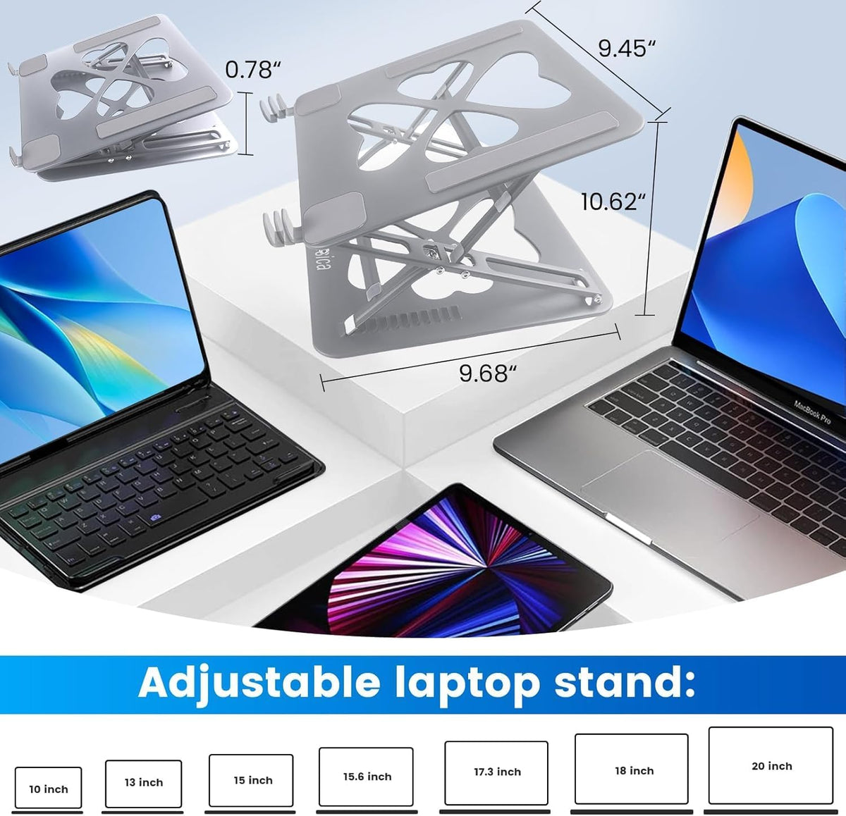 Laptop Stand, Mechanical Dual Angle Adjustable Heavy Duty Notebook Stand for ...