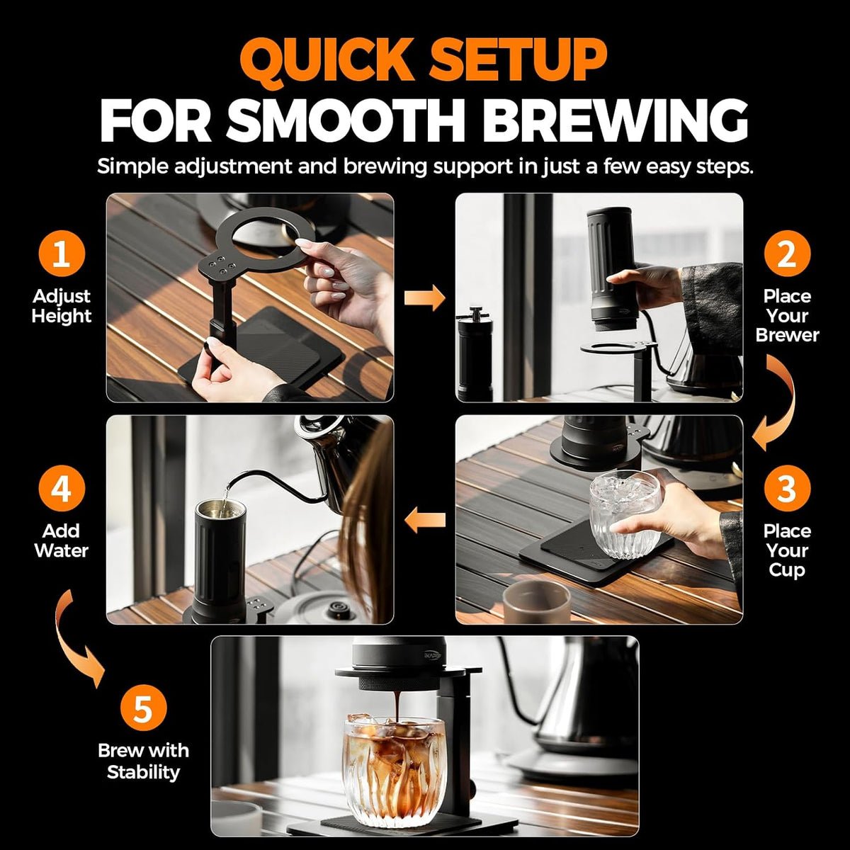 IKAPE Adjustable Portable Coffee Maker Stand, Aluminum Alloy Universal Coffee...