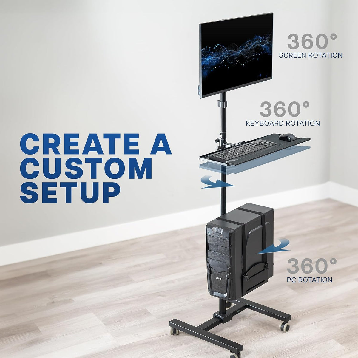 VIVO Mobile Computer Cart with Monitor Mount
