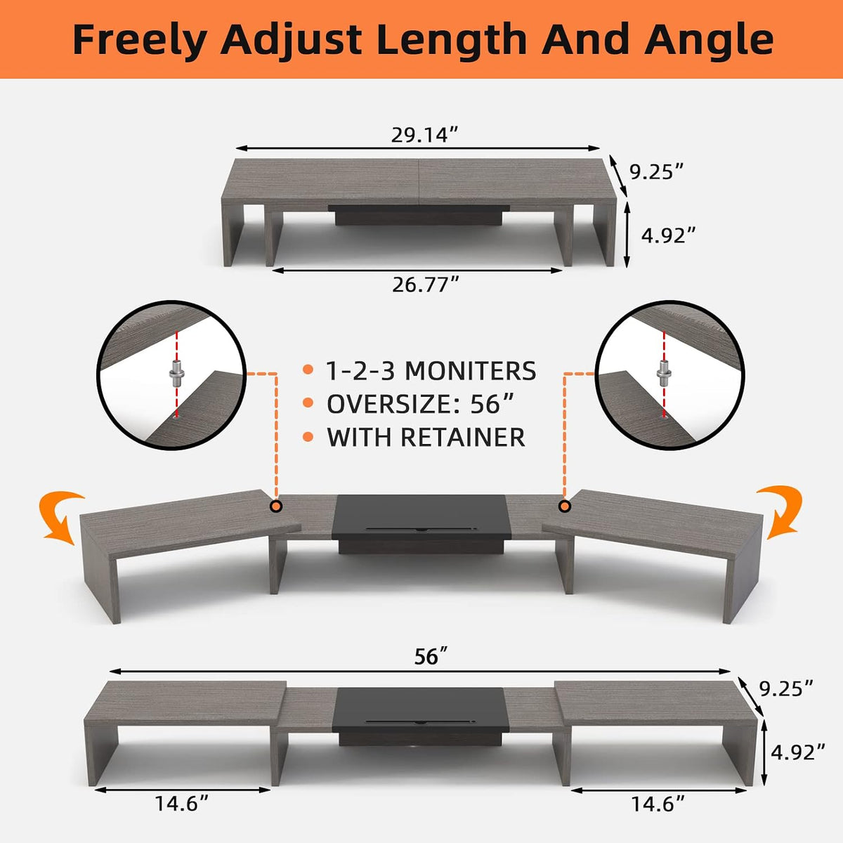 WESTREE Triple Dual Monitor Stand Riser, 56" Extra Long Monitor Stand fo...