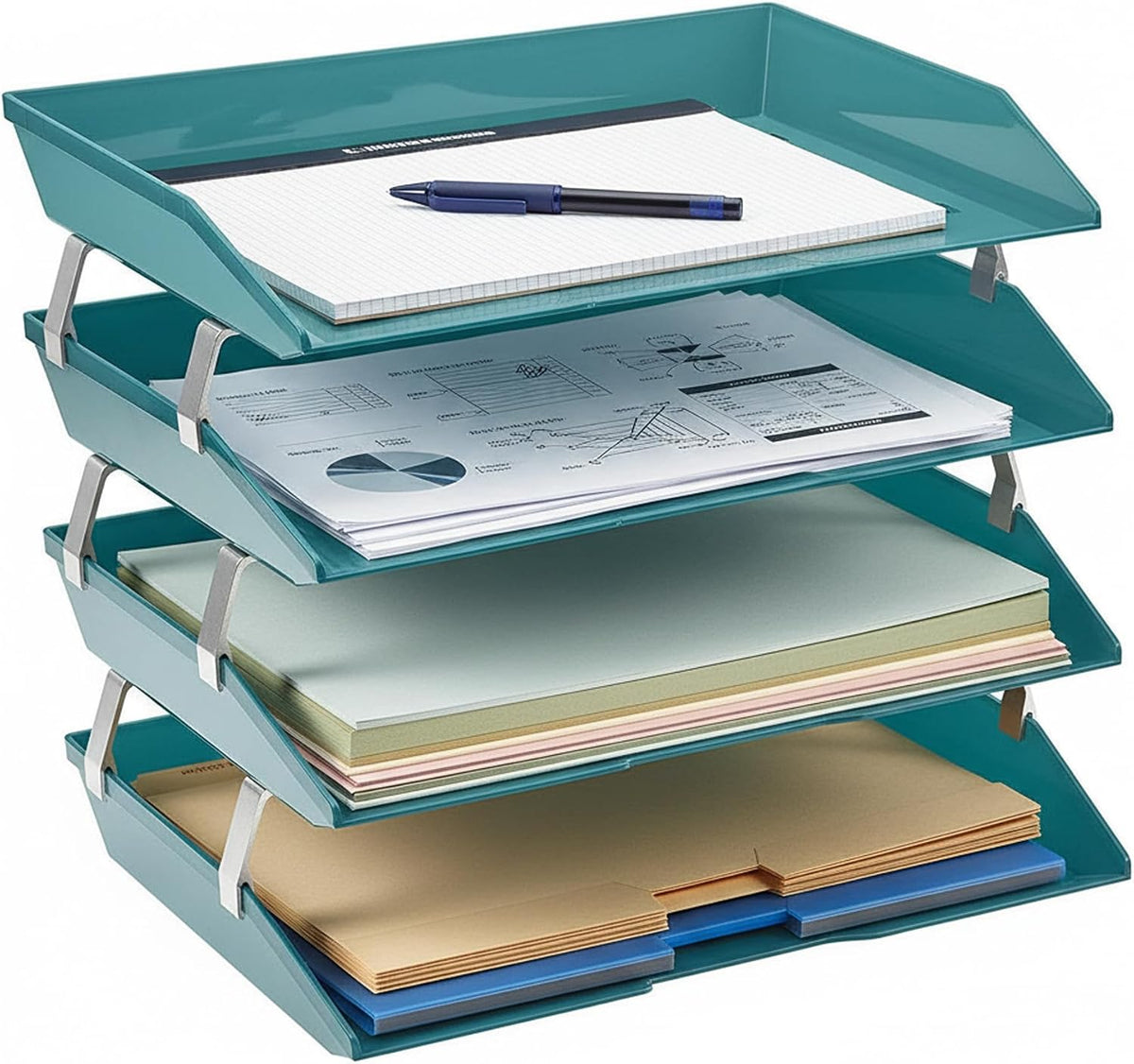 Acrimet 4 Tier Paper Letter Tray Side Load Letter Size, Office Desk File Docu...