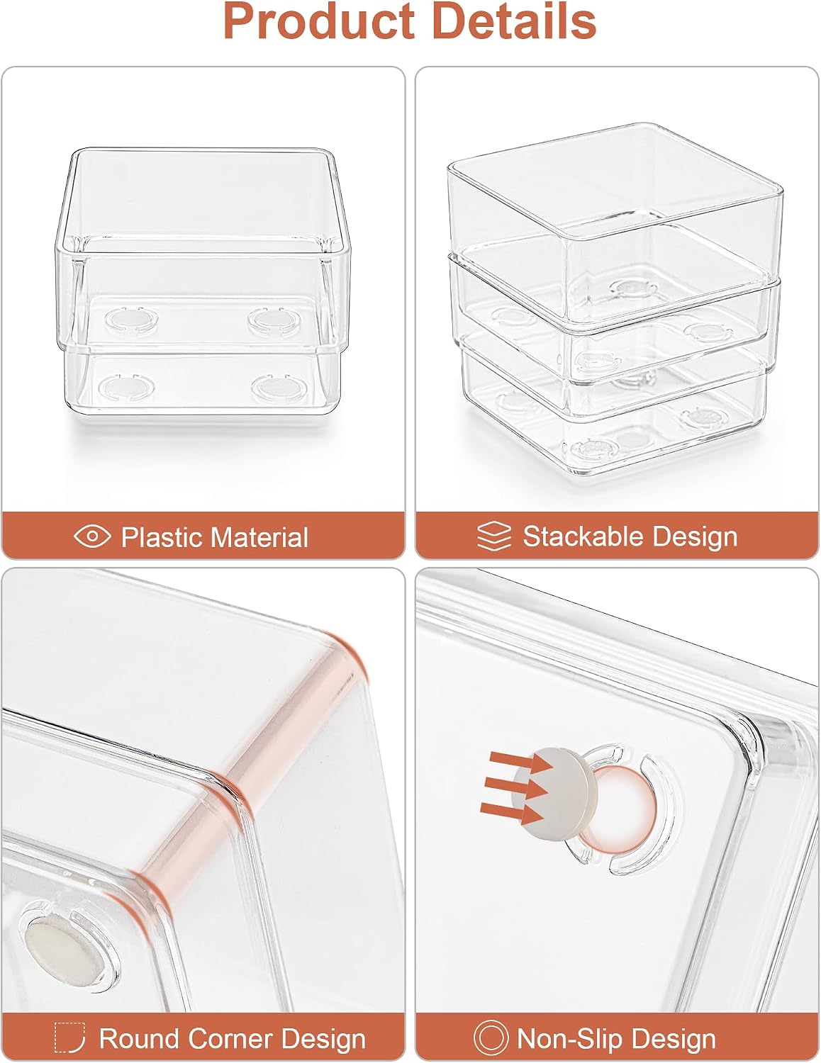 SMARTAKE 20-Piece Drawer Organizer with Non-Slip Silicone Pads, 7-Size