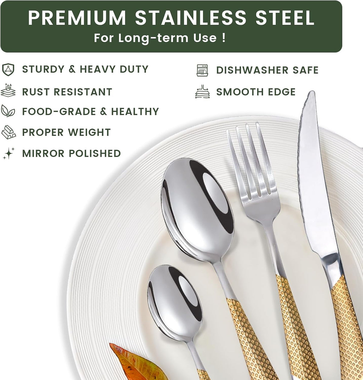 24-Piece Silverware Set with Organizer, Stainless Steel Flatware for 6, Cutle...