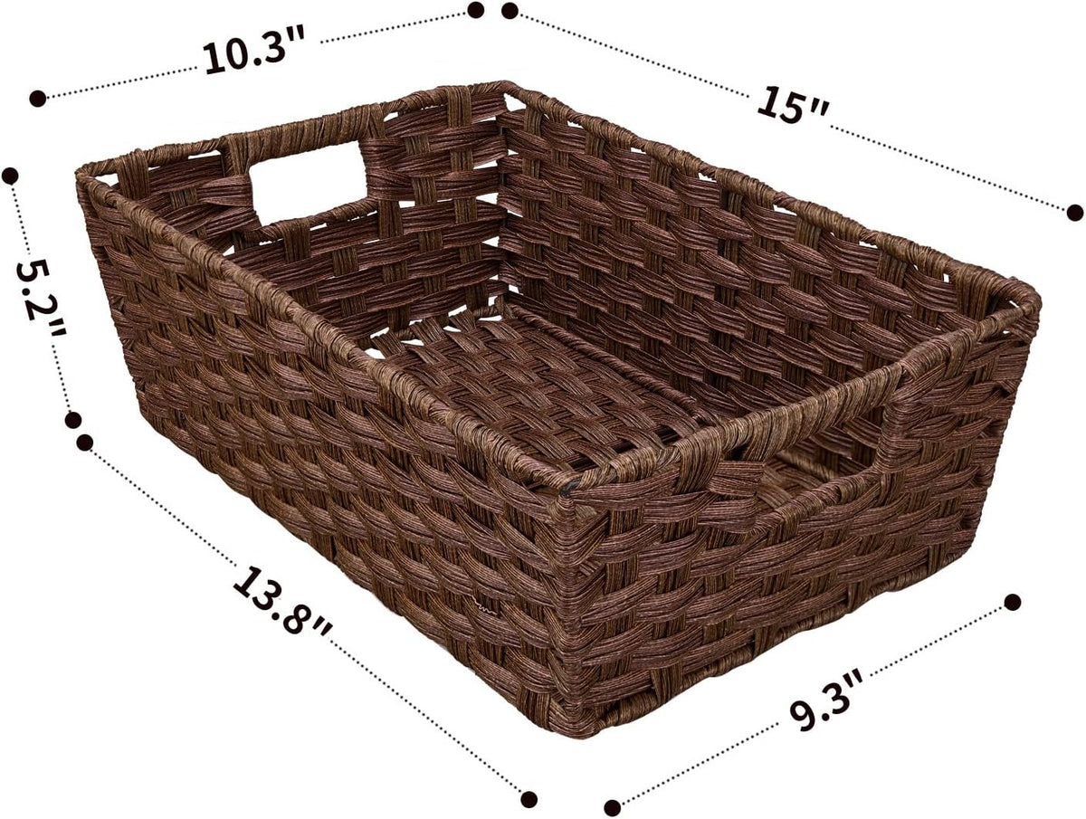 Onlytak Large Wicker Storage Basket, Metal Frame, Set of 2, Washable Waterpro...