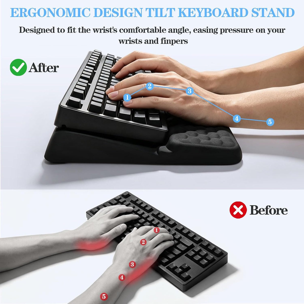 Computer Keyboard Stand with Wrist Rest and Mouse Pad Wrist Support