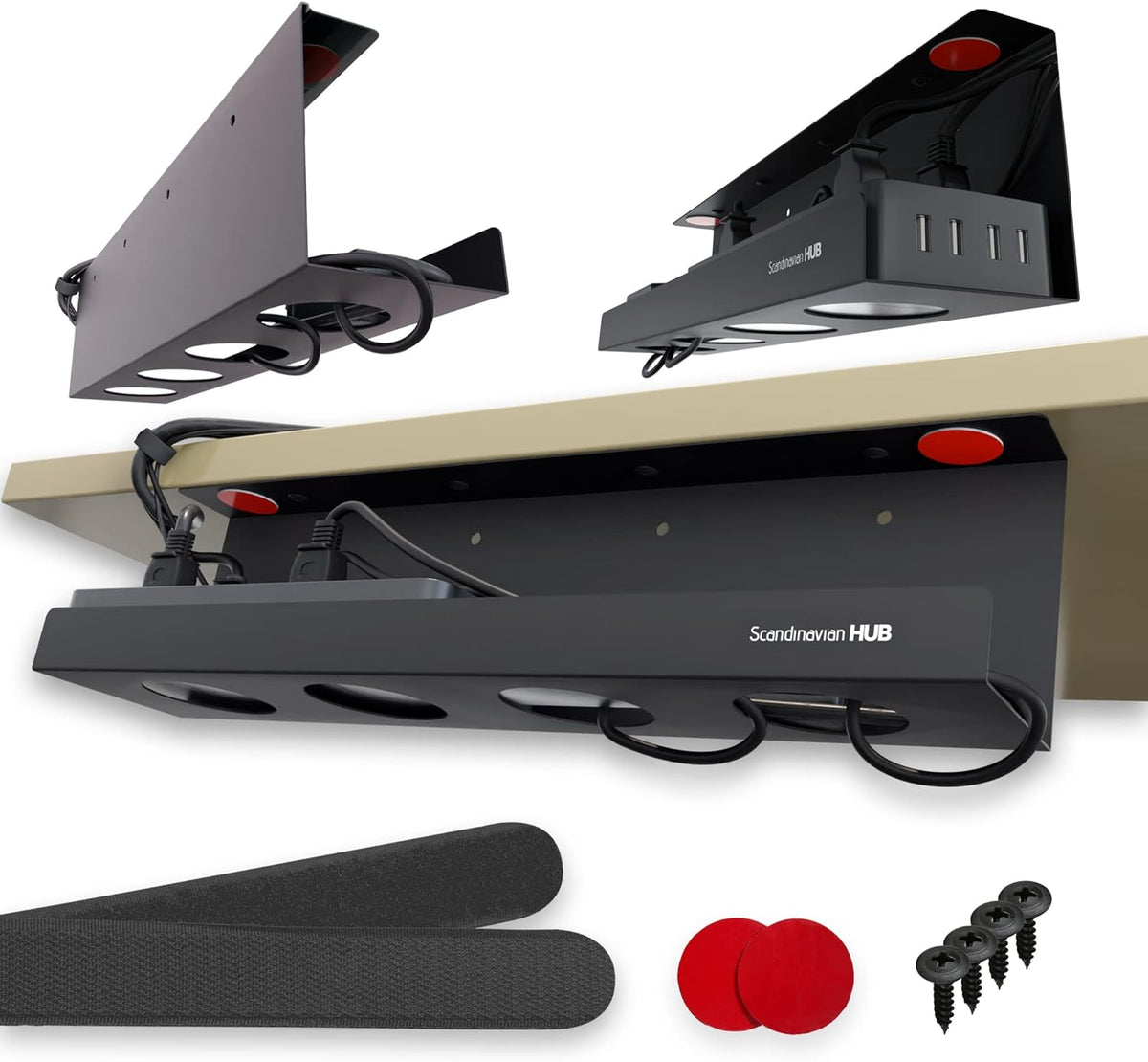 Under Desk Cable Management Tray - No Drill Organizer for Glass Desk. Perfect...