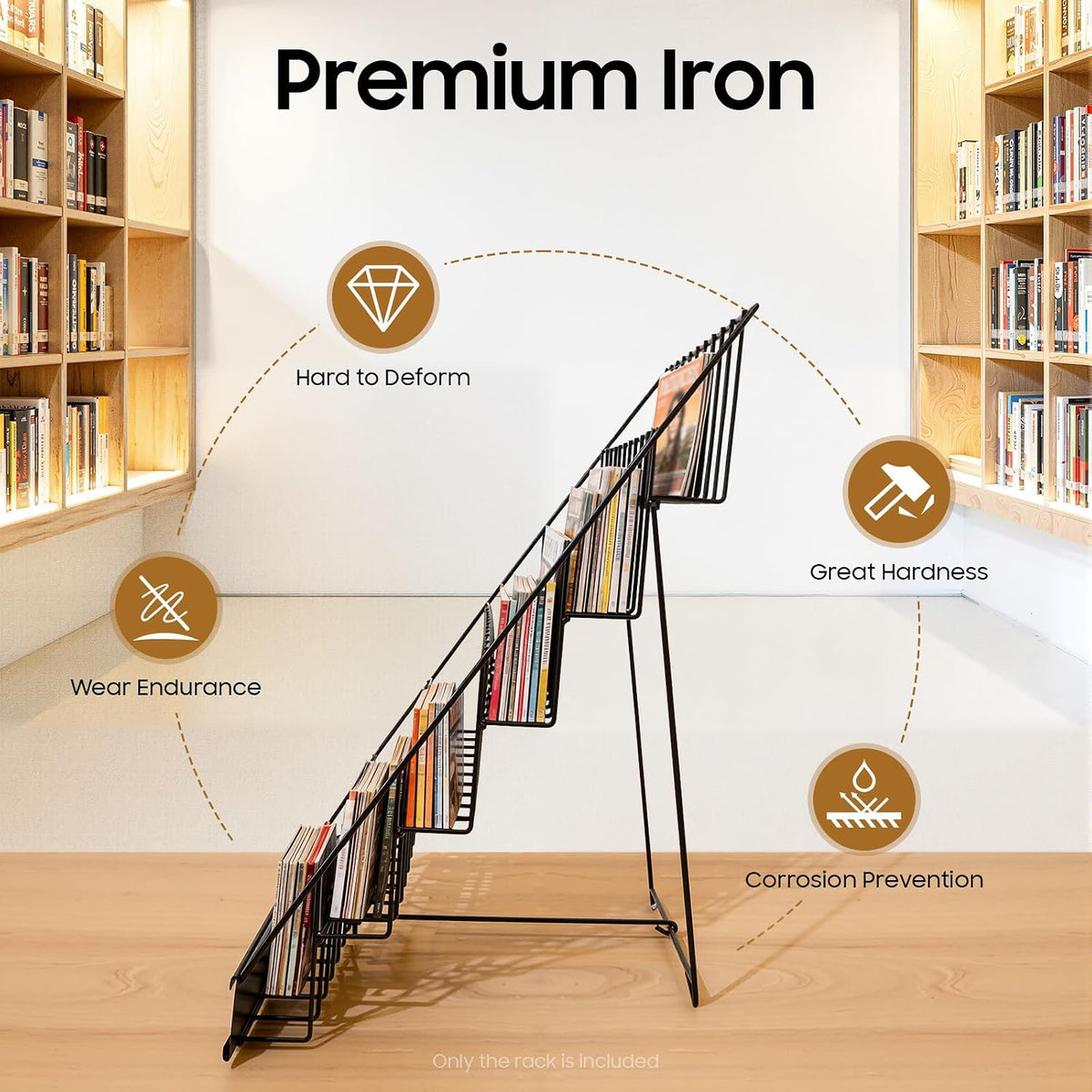 6 Tier Wire Book Display Rack Shelf, Black Book Signing Rack Tabletop Magazin...