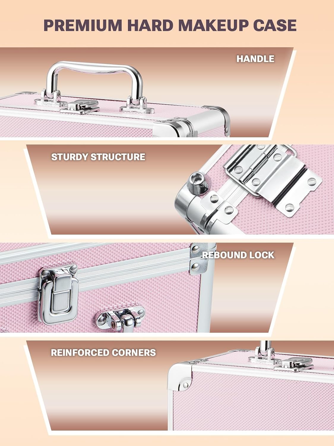 Qislee Makeup Box with Detachable Magnetic LED Mirror, Travel Train Case