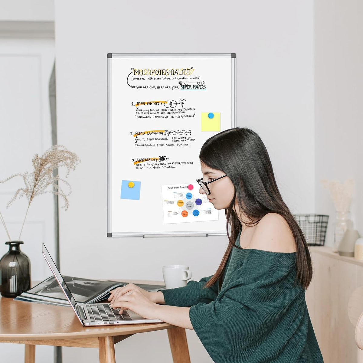WALGLASS Double-Sided White Board 30x20 Dry Erase Magnetic for Wall