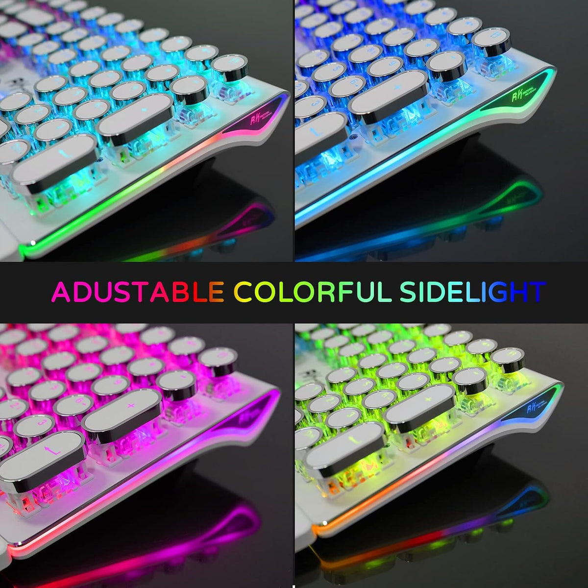 RK ROYAL KLUDGE S108 Typewriter Style Mechanical Gaming Keyboard with RGB Bac...