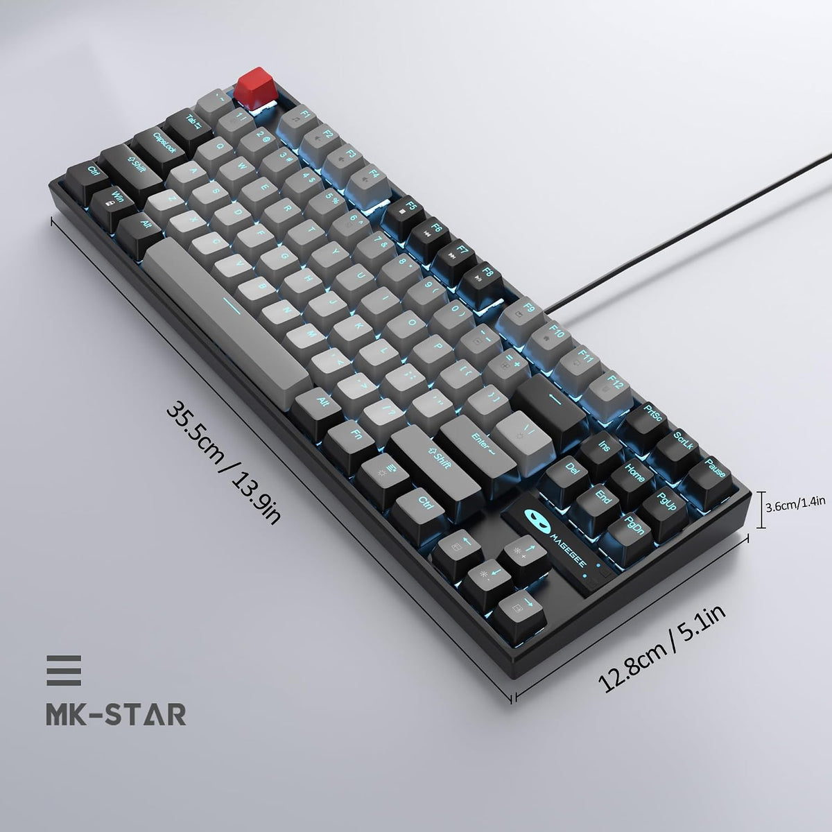 MageGee 75% Mechanical Gaming Keyboard, Blue Switch, LED Backlit, 87 Keys Com...