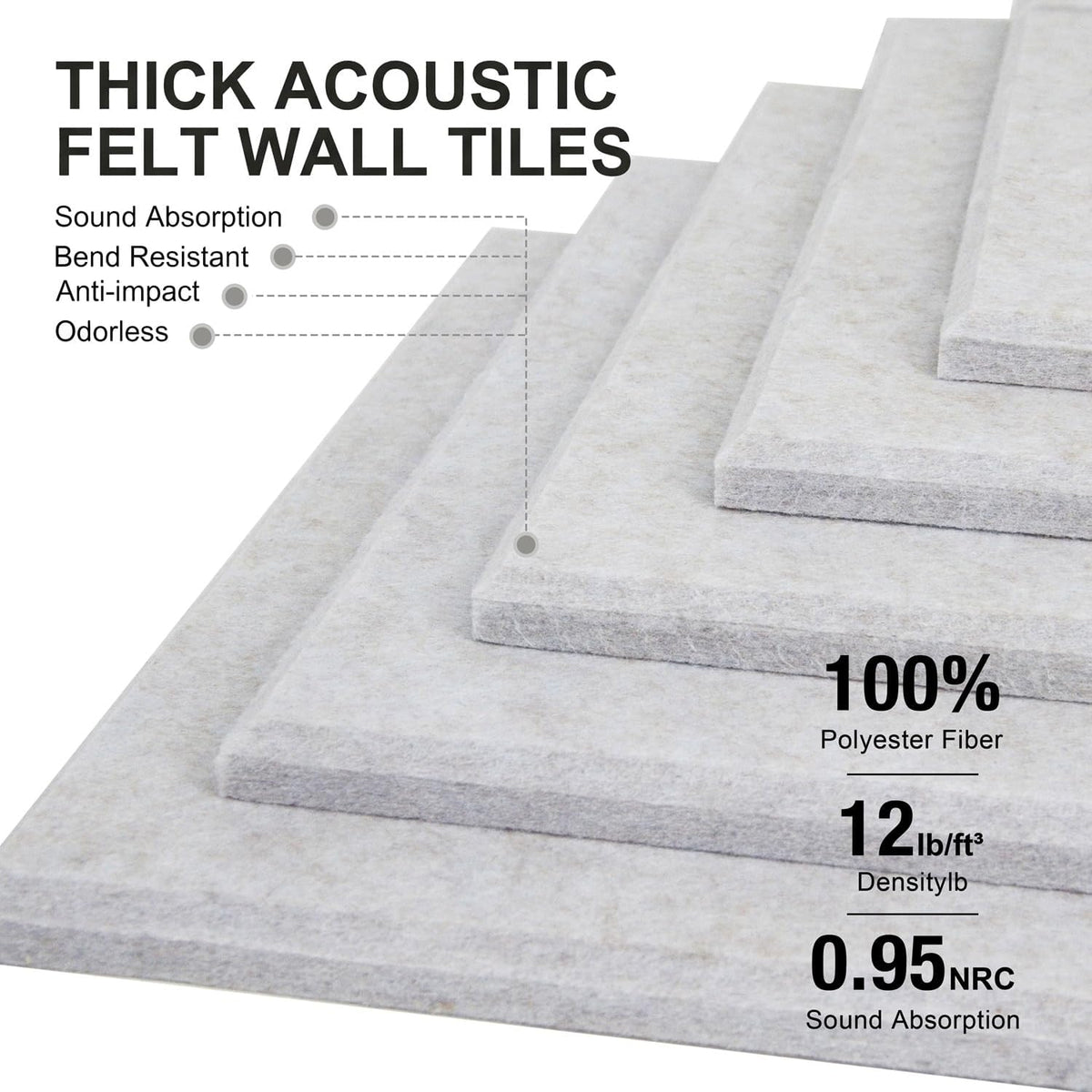 Felt Wall Tiles Bulletin Board Large Cork Board Alternative 12 Pack 11.81”x11...