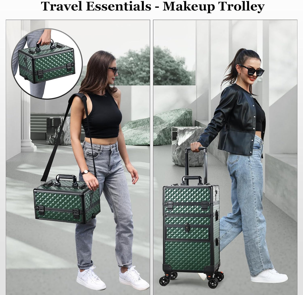 Joligrace Rolling Makeup Case with Drawers - Tattoo Storage Organizer Travel ...