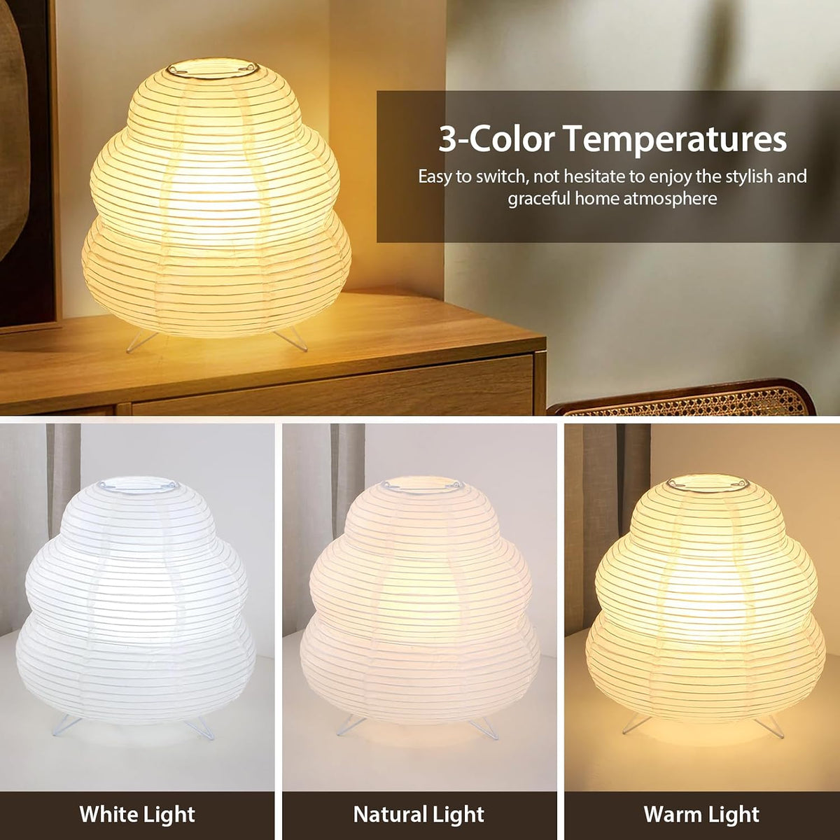 Small Paper Lamp, Japanese Lantern Table Lamp, Paper Table Lamp, Cute Lamp fo...
