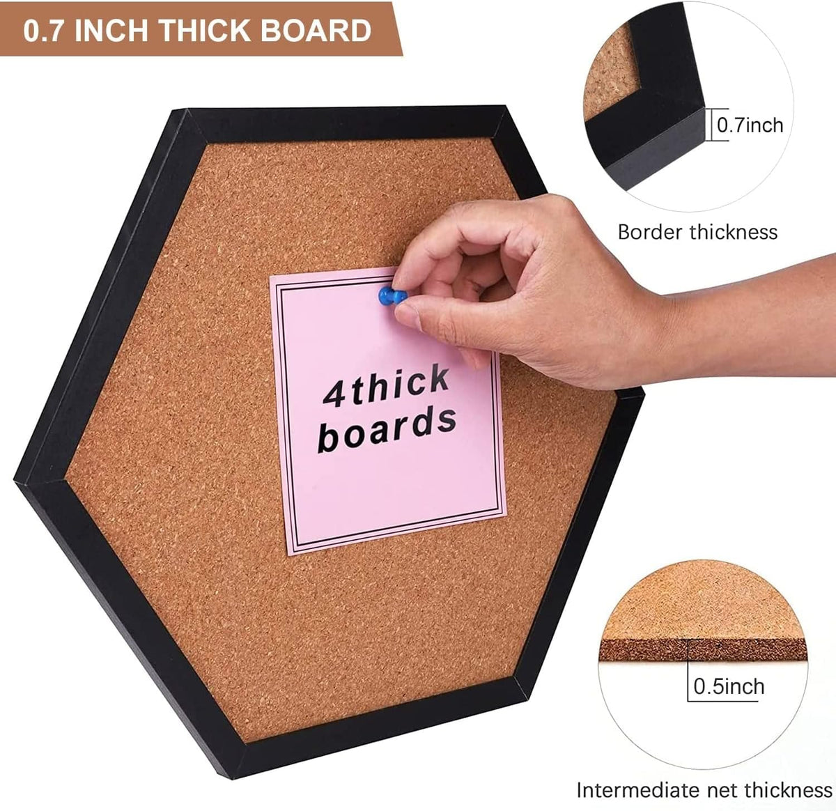 Cork Board Bulletin Board, Cork Boards for Walls with Frame, Pin Board for Wa...