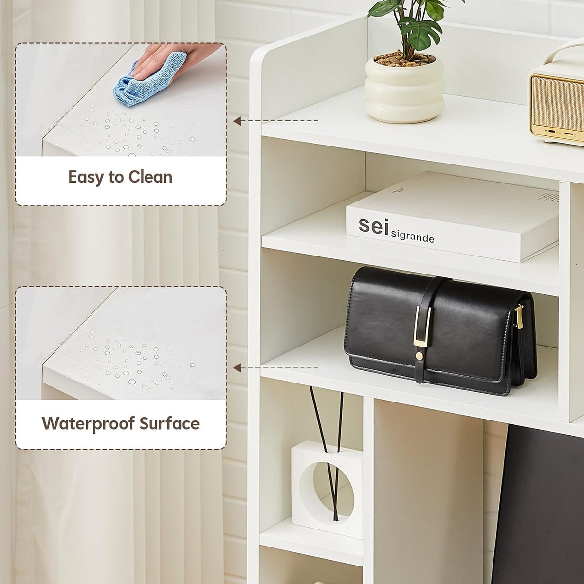 OFCASA Desktop Bookshelf, Countertop Storage Hutch with 7 Shelves for Compute...