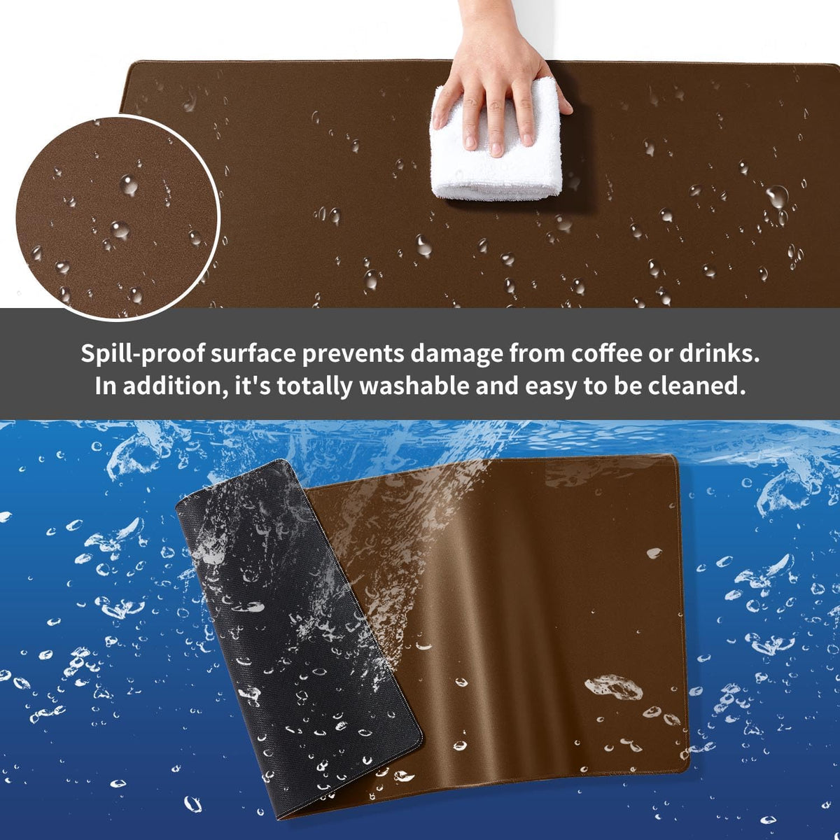 Mouse Pad Brown, Mouse and Keyboard Combo Pad XXXXL 39.4” x 19.7”