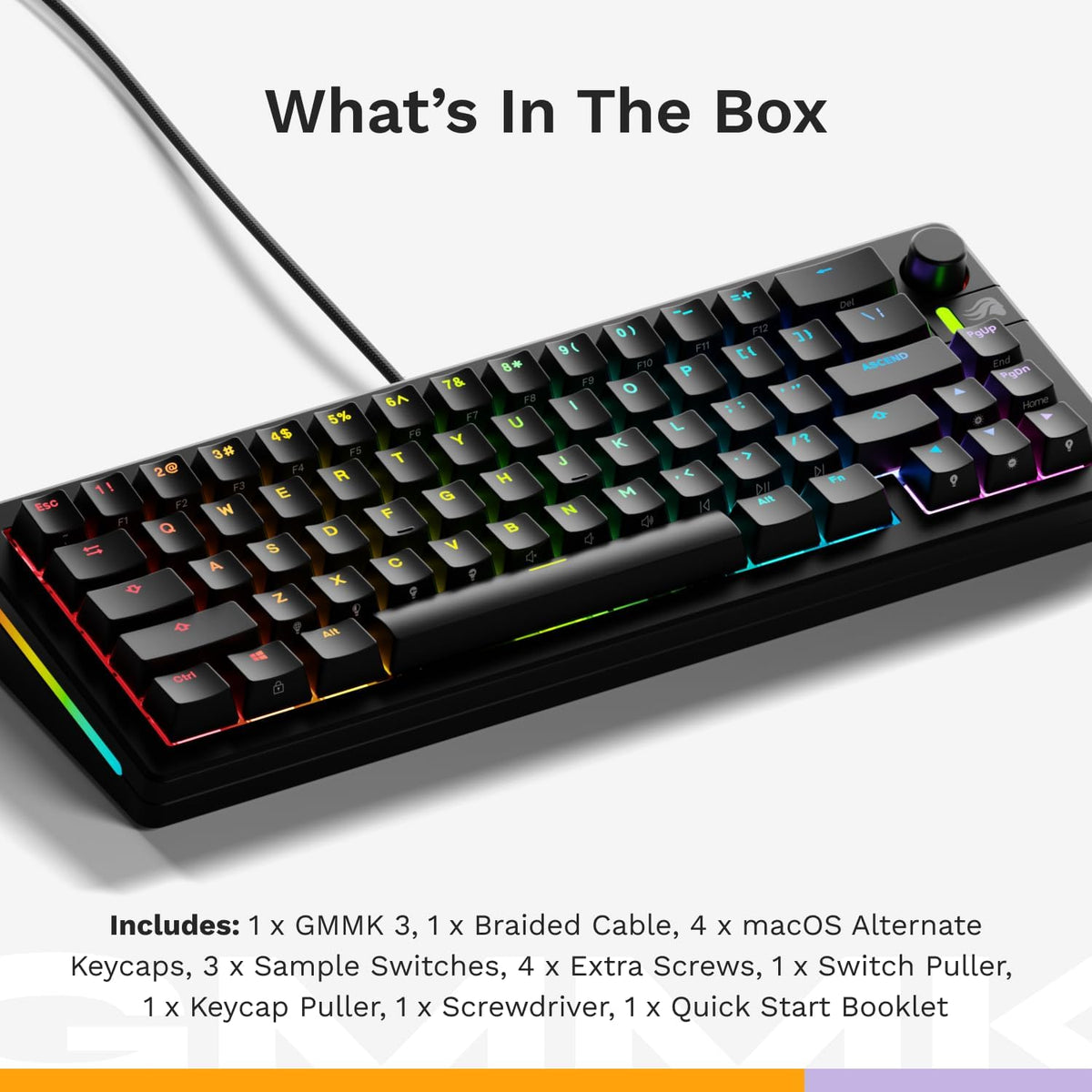 GLORIOUS Gaming - GMMK 3 Barebones Custom Gaming Keyboard Kit with Knob, 75% ...