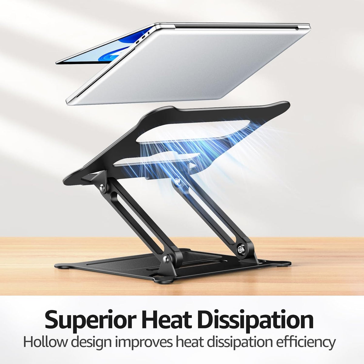 Urmust Adjustable Laptop Stand for Desk, 10-15.6โ Laptop Riser, Black