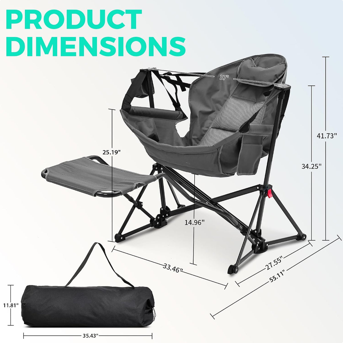 Ainfox Hammock Camping Chair with Footrest, Foldable Portable Rocking Chairs ...