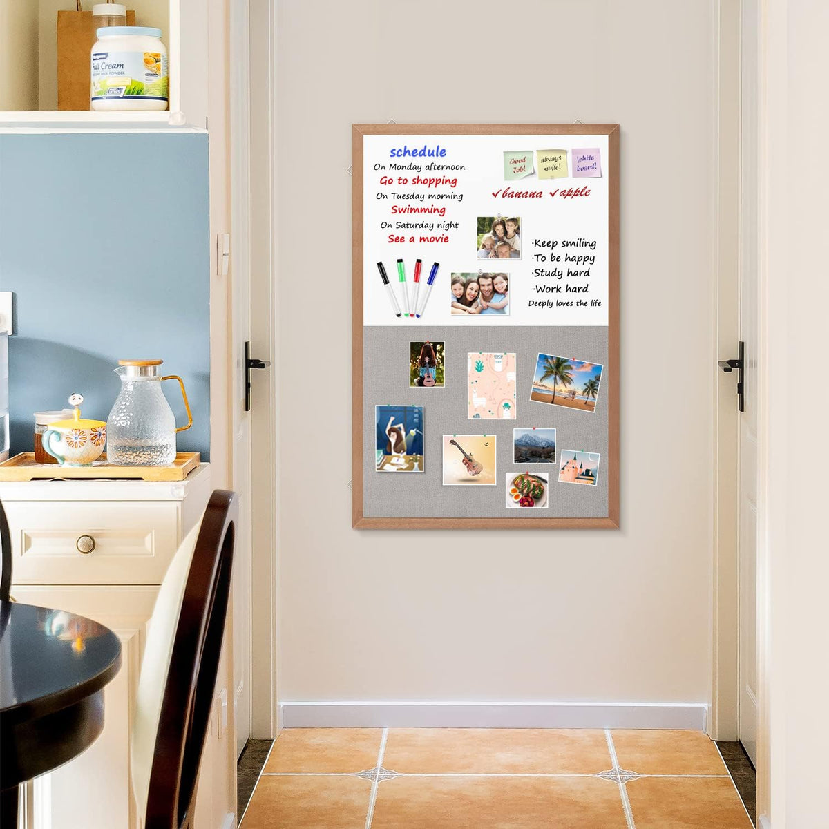 Grey Felt Bulletin/Dry Erase White Combo Board, 36" X 24“ Combination Wh...