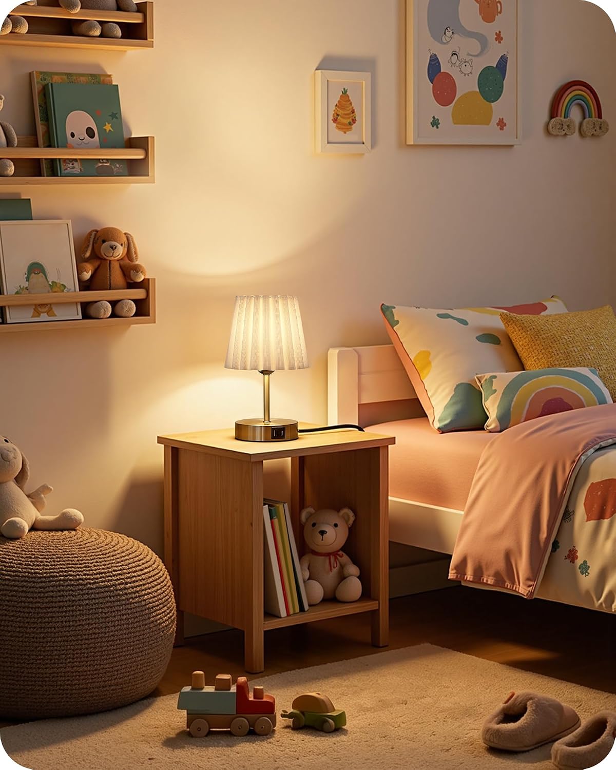 Small Bedside Table Lamps Set of 2, Touch Dimmable Table Lamps with USB Ports...