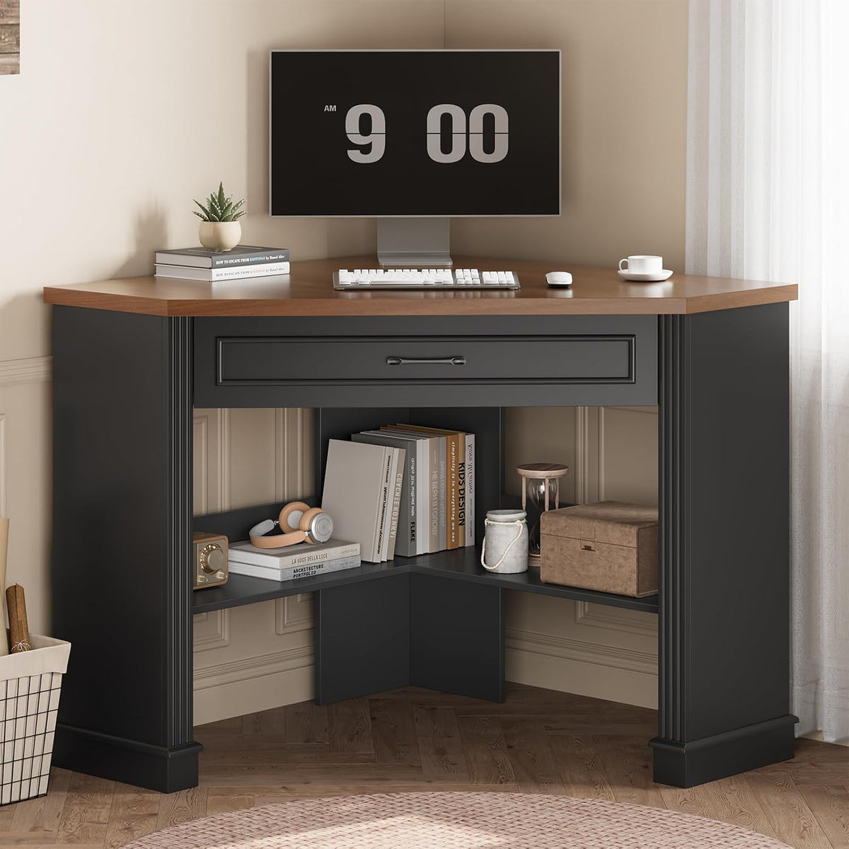 SEDETA Farmhouse Corner Desk for Small Space, White Small Computer Desk