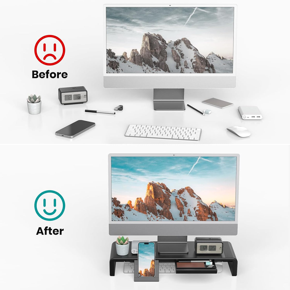 Klearlook Computer Monitor Stand for Desk, Adjustable Foldable Monitor Riser ...