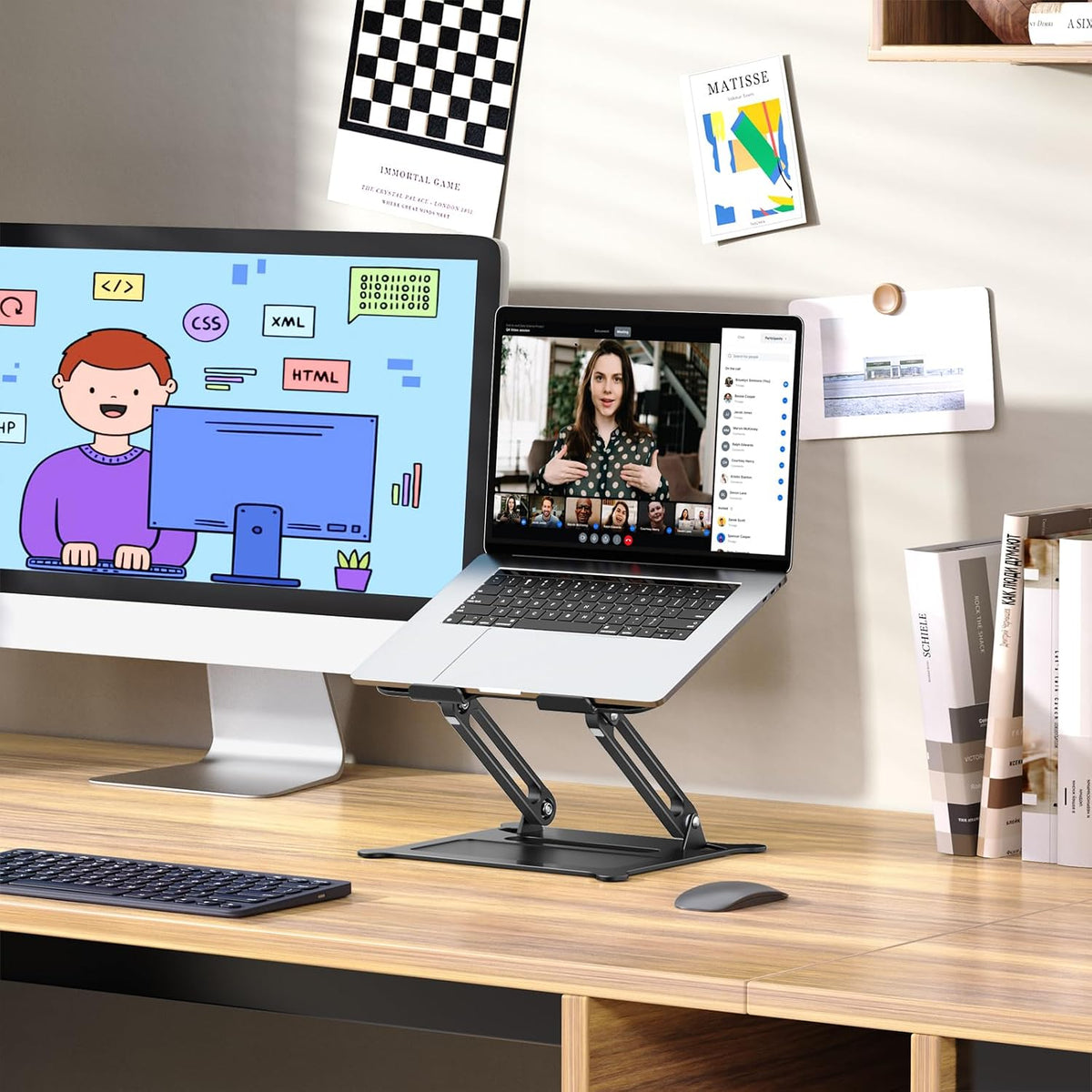 Urmust Adjustable Laptop Stand for Desk, 10-15.6โ Laptop Riser, Black