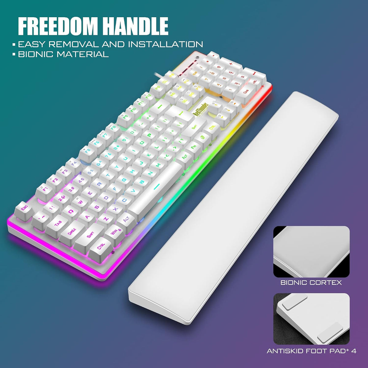 RedThunder K10 Wired Gaming Keyboard and Mouse and Wrist Rest Combo, RGB Back...