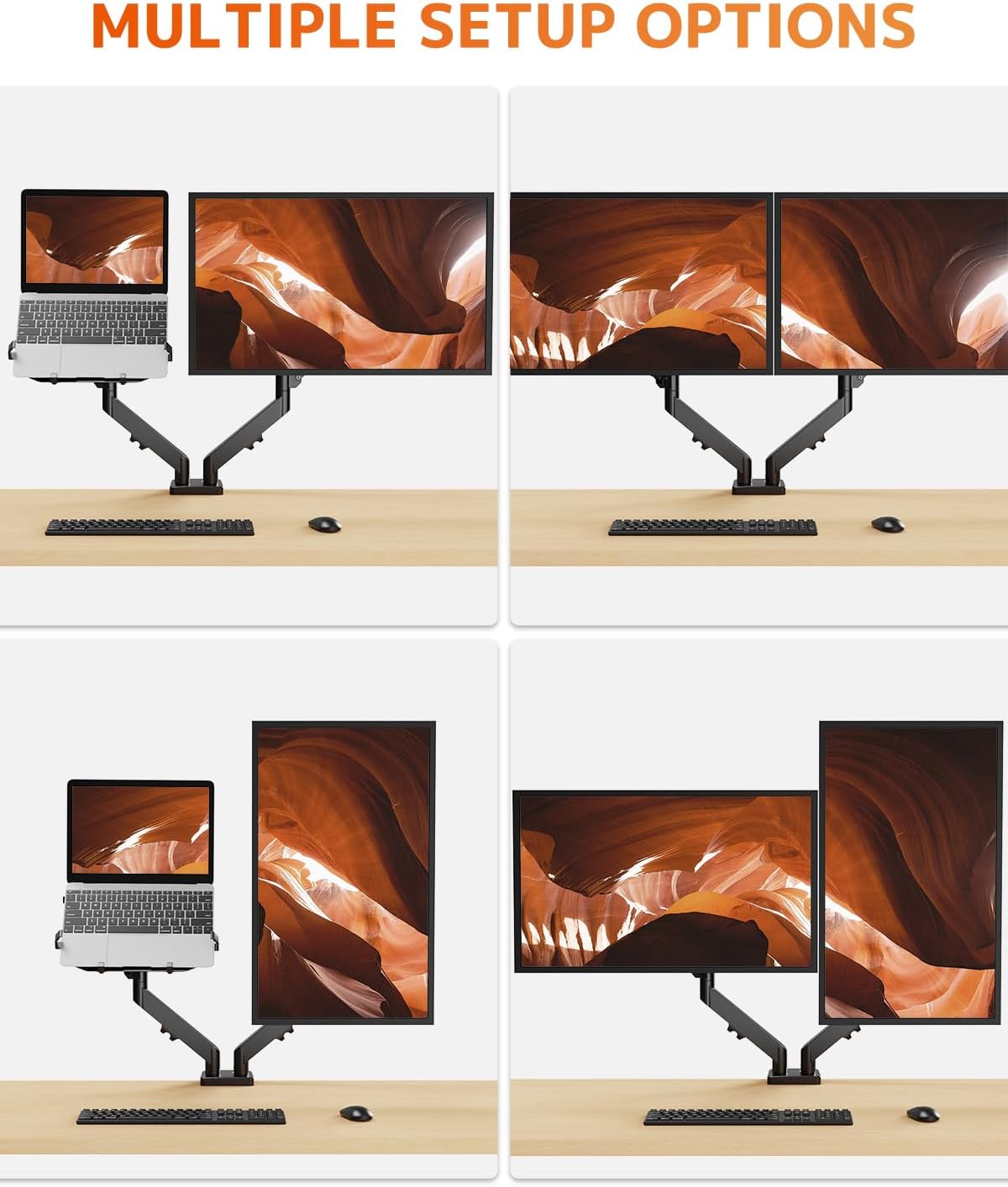 PUTORSEN Monitor and Laptop Arm for Max 32” Monitor and 17” Laptop