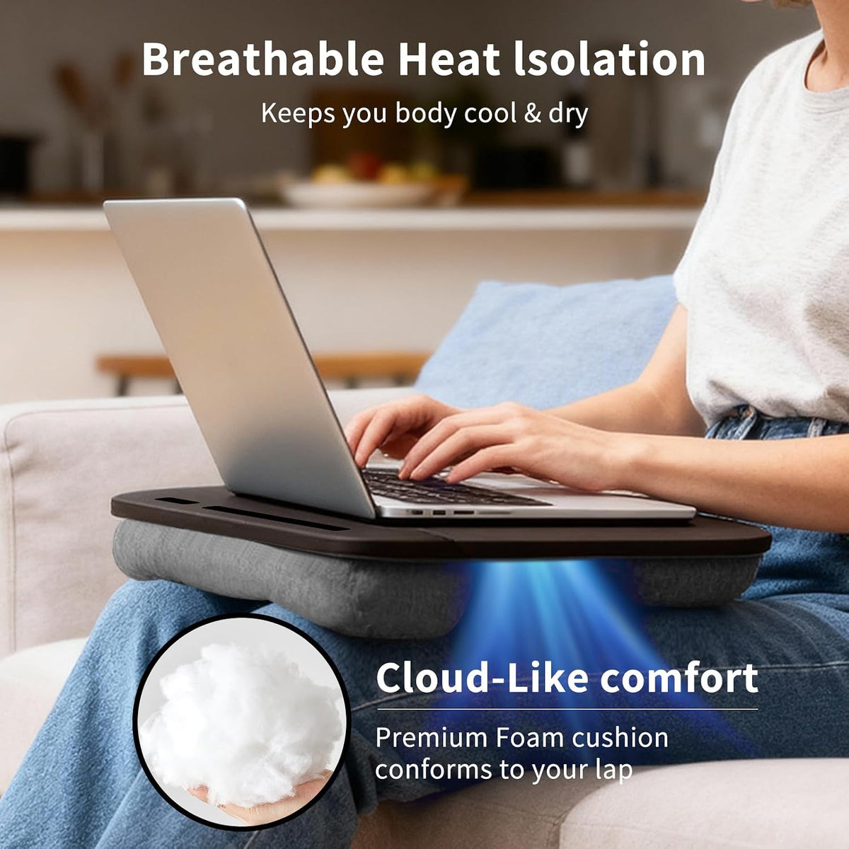 Home Office Lap Desk with Wrist Rest Wrist Rest, Mouse Pad, and Phone Holder ...