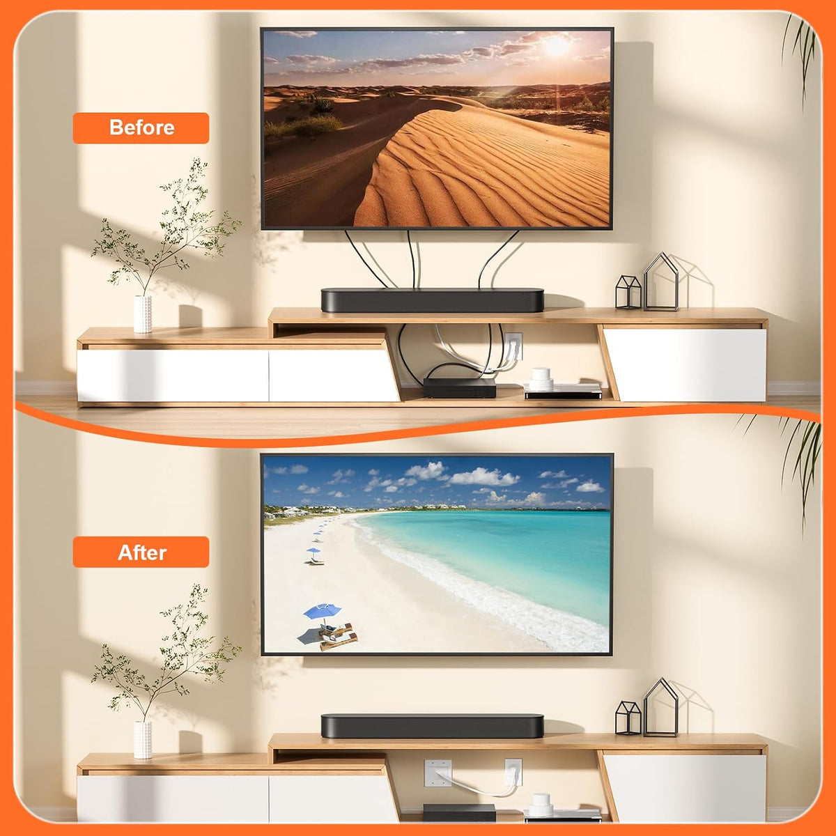 in Wall Cable Management Kit with Brush Wall Plate,AC Outlets & USB-A+USB...