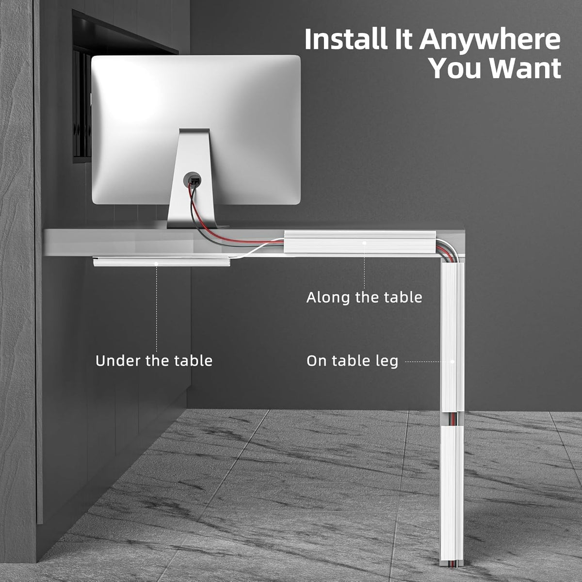 YECAYE 157in Cable Management Cord Organizer, Cable Raceway, White