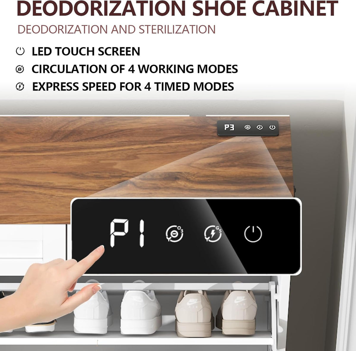 Shoe Storage Cabinet with Deodorizing Function, Farmhouse Narrow Hidden Shoe ...