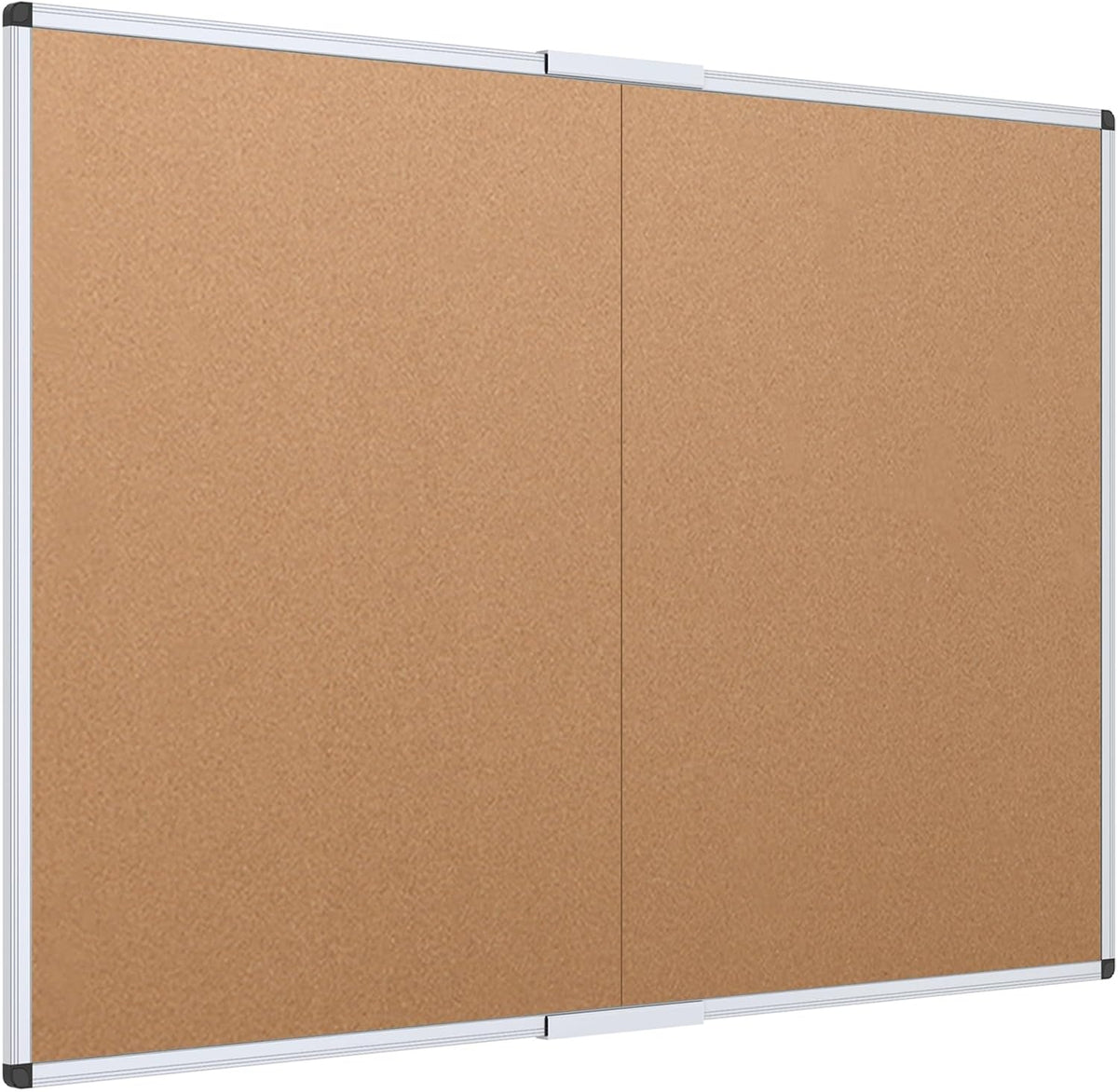 VIZ-PRO Cork Bulletin Board/Foldable Noticeboard, 48 X 36 Inches, Silver Alum...
