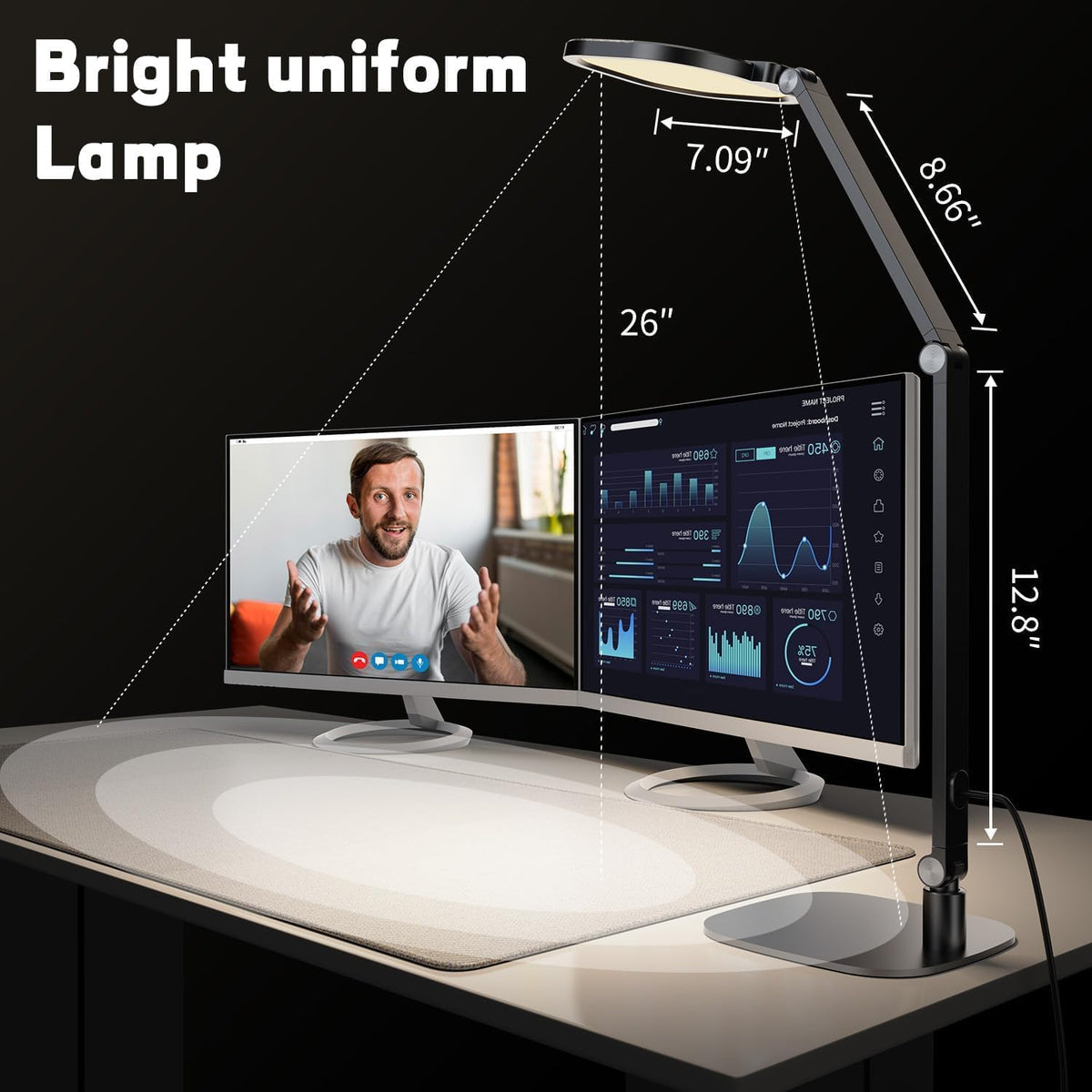 LitONES LED Desk Lamp for Home Office, Soft Edge-lit Design - Modern Style