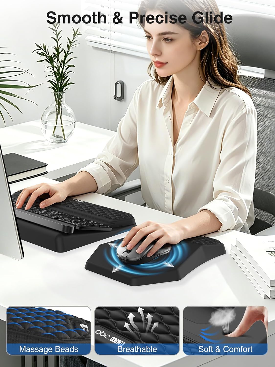 Ergonomic Wrist Rest with Keyboard Stand and Mouse Pad for Easy Typing