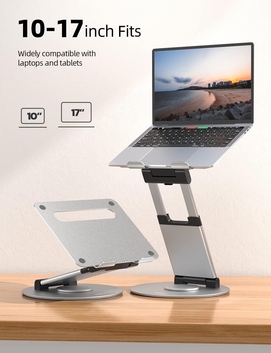 Nulaxy 18" Height Telescopic 360 Rotating Aluminum Laptop Stand Desk Silver