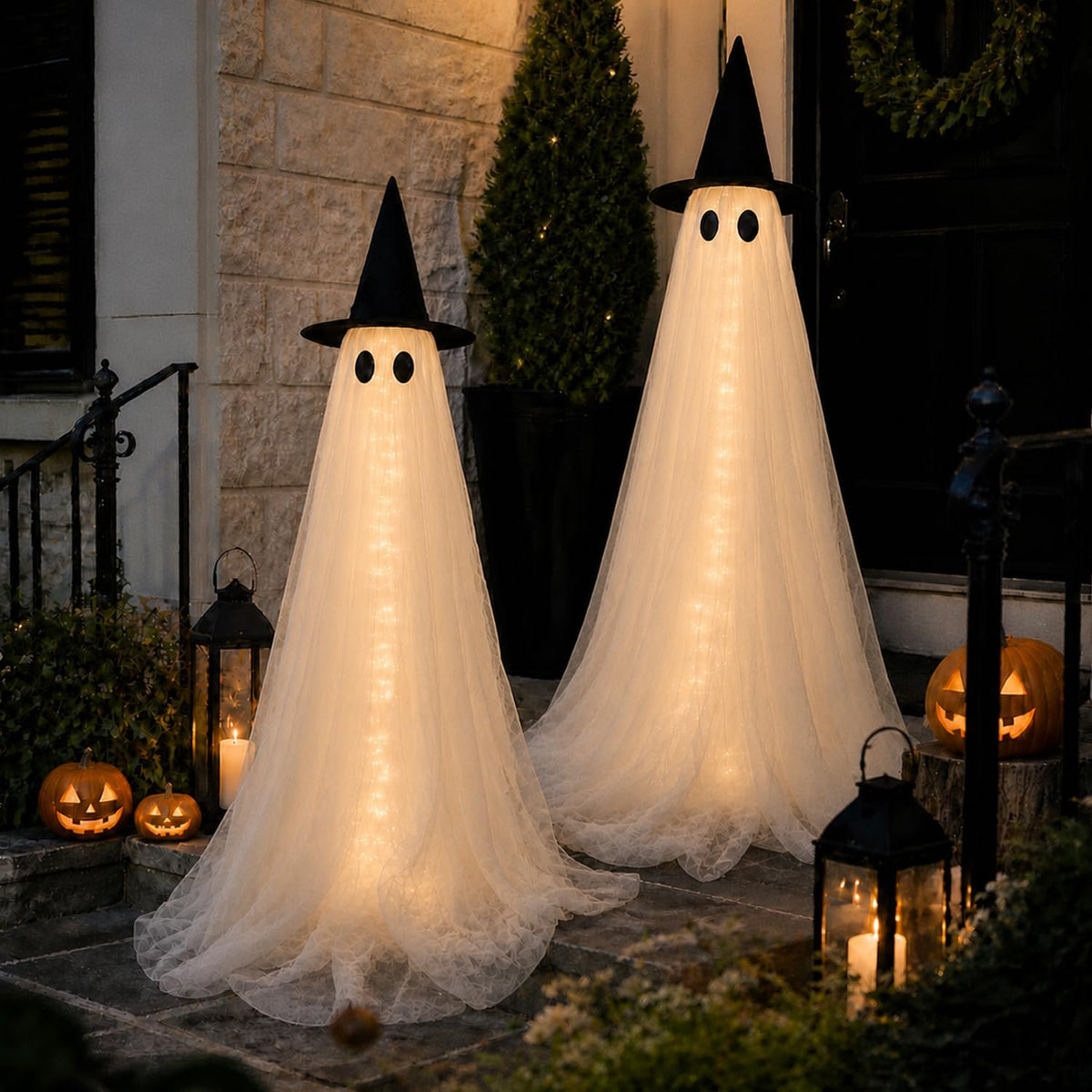 2 Pack 5 Ft Large Light Up Ghost Decor - Halloween Decorations Outdoor