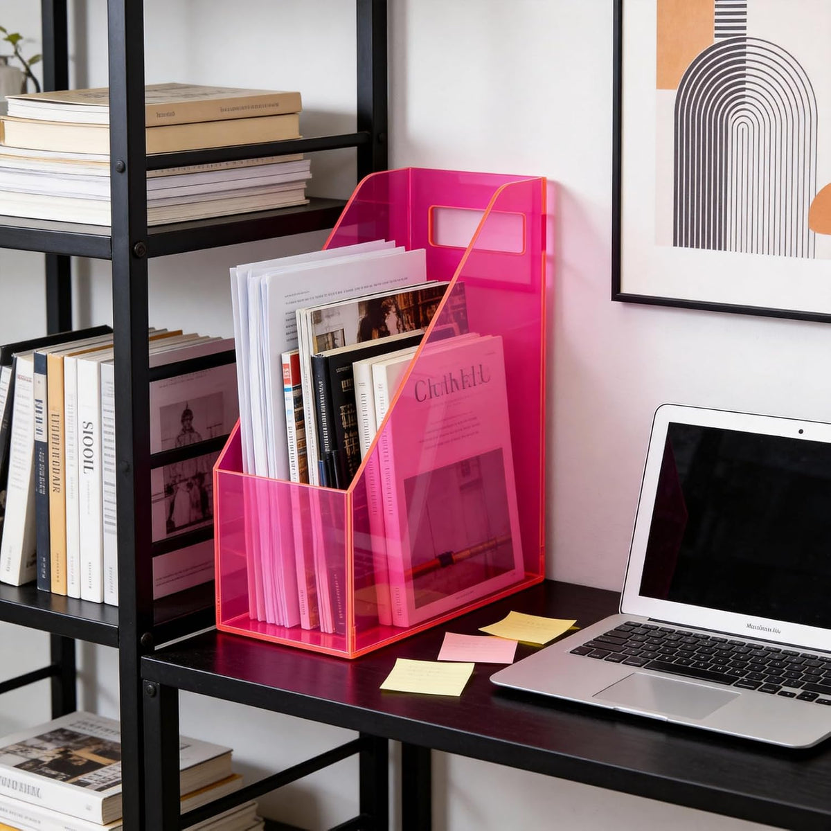 Acrylic Magazine Rack Desk File Holder Organizer for Office Desktop Vertical ...