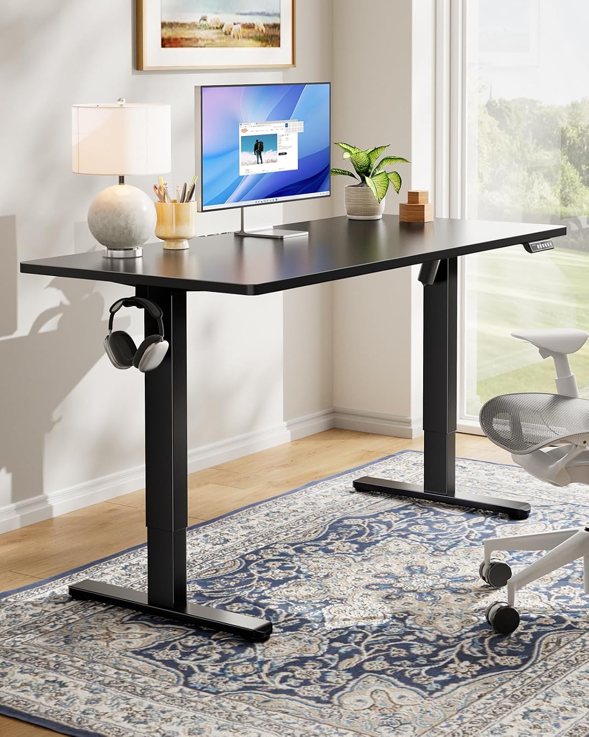 HUANUO Electric Standing Desk, Whole Piece Desktop, Adjustable Height Compute...