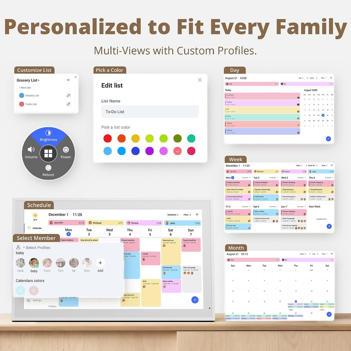 Digital Calendar 21", Electronic Family Chore Planner Wall Desk Touchscreen